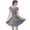 Black and White Line Art Pattern Stripes Cap Sleeve Dress View2