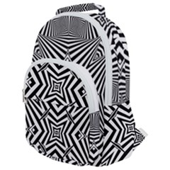 Black And White Line Art Pattern Stripes Rounded Multi Pocket Backpack by SpinnyChairDesigns