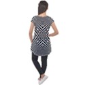 Black and White Line Art Pattern Stripes Cap Sleeve High Low Top View2