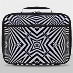 Black And White Line Art Pattern Stripes Full Print Lunch Bag by SpinnyChairDesigns