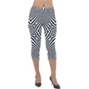 Black and White Line Art Pattern Stripes Lightweight Velour Capri Leggings  View1