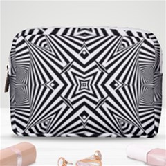 Black And White Line Art Pattern Stripes Make Up Pouch (medium) by SpinnyChairDesigns