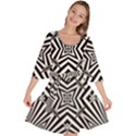 Black and White Line Art Pattern Stripes Velour Kimono Dress View1