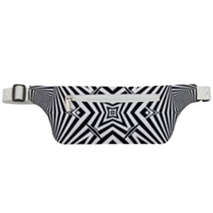 Black And White Line Art Pattern Stripes Active Waist Bag