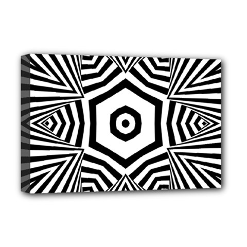 Black And White Line Art Stripes Pattern Deluxe Canvas 18  X 12  (stretched) by SpinnyChairDesigns