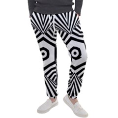 Black And White Line Art Stripes Pattern Men s Jogger Sweatpants by SpinnyChairDesigns