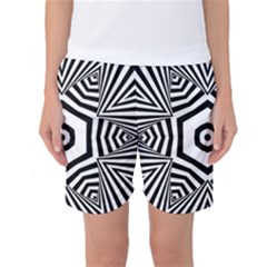 Black And White Line Art Stripes Pattern Women s Basketball Shorts by SpinnyChairDesigns