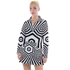 Black And White Line Art Stripes Pattern Women s Long Sleeve Casual Dress by SpinnyChairDesigns