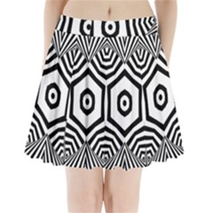 Black And White Line Art Stripes Pattern Pleated Mini Skirt by SpinnyChairDesigns