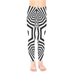 Black And White Line Art Stripes Pattern Kids  Leggings by SpinnyChairDesigns