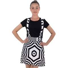 Black And White Line Art Stripes Pattern Velvet Suspender Skater Skirt by SpinnyChairDesigns