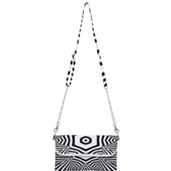 Black And White Line Art Stripes Pattern Mini Crossbody Handbag by SpinnyChairDesigns