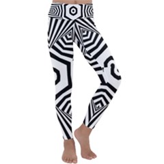 Black And White Line Art Stripes Pattern Kids  Lightweight Velour Classic Yoga Leggings by SpinnyChairDesigns