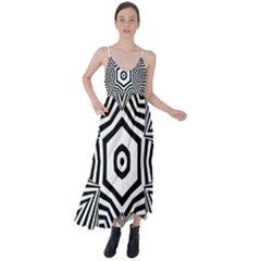 Black And White Line Art Stripes Pattern Tie Back Maxi Dress by SpinnyChairDesigns