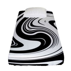 Black And White Swirl Spiral Swoosh Pattern Fitted Sheet (single Size) by SpinnyChairDesigns