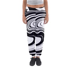 Black And White Swirl Spiral Swoosh Pattern Women s Jogger Sweatpants by SpinnyChairDesigns