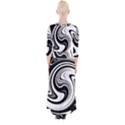 Black and White Swirl Spiral Swoosh Pattern Quarter Sleeve Wrap Maxi Dress View2