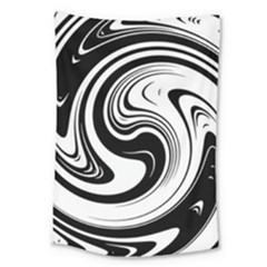 Black And White Swirl Spiral Swoosh Pattern Large Tapestry by SpinnyChairDesigns