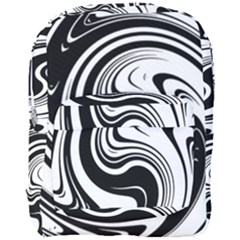 Black And White Swirl Spiral Swoosh Pattern Full Print Backpack by SpinnyChairDesigns