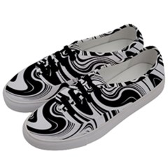 Black And White Swirl Spiral Swoosh Pattern Men s Classic Low Top Sneakers by SpinnyChairDesigns