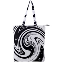 Black And White Swirl Spiral Swoosh Pattern Double Zip Up Tote Bag by SpinnyChairDesigns