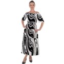 Black and White Swirl Spiral Swoosh Pattern Shoulder Straps Boho Maxi Dress  View1