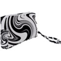 Black and White Swirl Spiral Swoosh Pattern Wristlet Pouch Bag (Small) View2