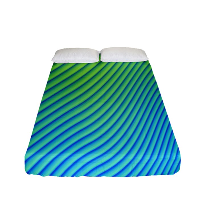 Blue Green Abstract Stripe Pattern  Fitted Sheet (Full/ Double Size)