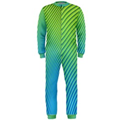 Blue Green Abstract Stripe Pattern  Onepiece Jumpsuit (men)  by SpinnyChairDesigns