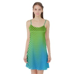 Blue Green Abstract Stripe Pattern  Satin Night Slip by SpinnyChairDesigns