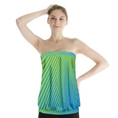 Blue Green Abstract Stripe Pattern  Strapless Top by SpinnyChairDesigns