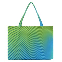 Blue Green Abstract Stripe Pattern  Zipper Medium Tote Bag by SpinnyChairDesigns