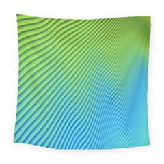 Blue Green Abstract Stripe Pattern  Square Tapestry (large)