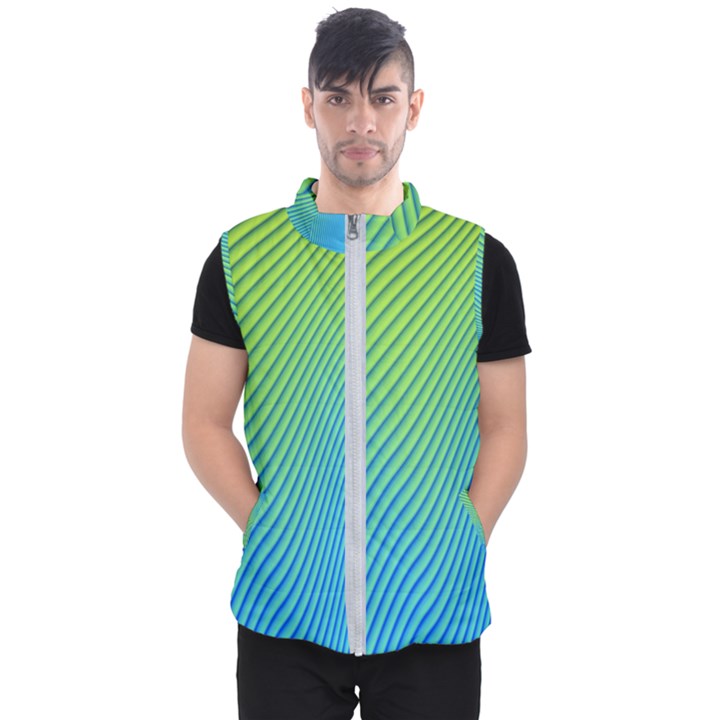 Blue Green Abstract Stripe Pattern  Men s Puffer Vest