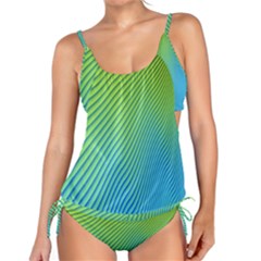 Blue Green Abstract Stripe Pattern  Tankini Set by SpinnyChairDesigns