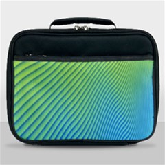 Blue Green Abstract Stripe Pattern  Lunch Bag by SpinnyChairDesigns