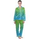 Blue Green Abstract Stripe Pattern  Satin Long Sleeve Pyjamas Set View1