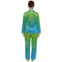 Blue Green Abstract Stripe Pattern  Satin Long Sleeve Pyjamas Set View2