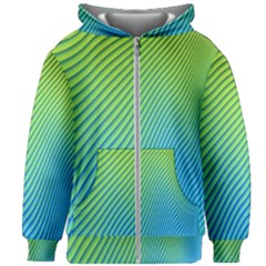 Blue Green Abstract Stripe Pattern  Kids  Zipper Hoodie Without Drawstring by SpinnyChairDesigns