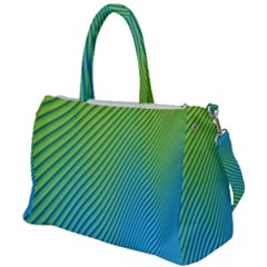 Blue Green Abstract Stripe Pattern  Duffel Travel Bag by SpinnyChairDesigns