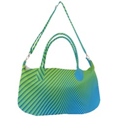 Blue Green Abstract Stripe Pattern  Removal Strap Handbag by SpinnyChairDesigns