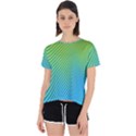 Blue Green Abstract Stripe Pattern  Open Back Sport Tee View1