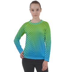 Blue Green Abstract Stripe Pattern  Women s Long Sleeve Raglan Tee