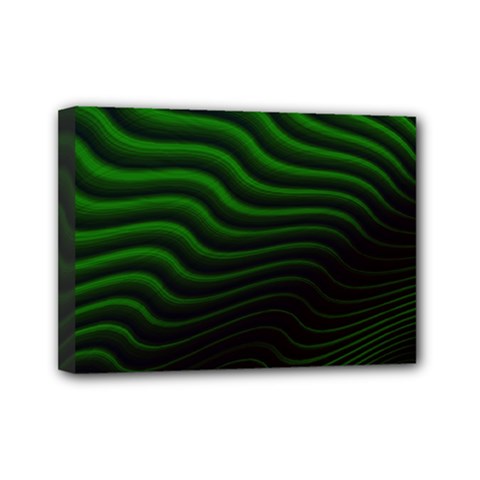 Black And Green Abstract Stripes Gradient Mini Canvas 7  X 5  (stretched) by SpinnyChairDesigns