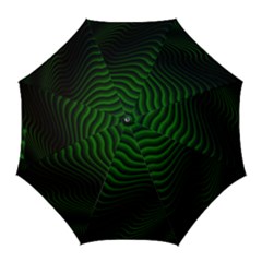 Black And Green Abstract Stripes Gradient Golf Umbrellas by SpinnyChairDesigns