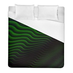 Black And Green Abstract Stripes Gradient Duvet Cover (full/ Double Size) by SpinnyChairDesigns