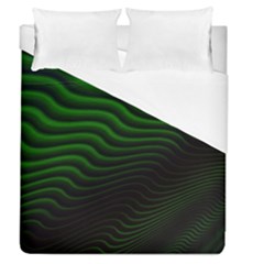 Black And Green Abstract Stripes Gradient Duvet Cover (queen Size) by SpinnyChairDesigns