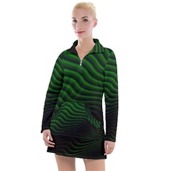 Black And Green Abstract Stripes Gradient Women s Long Sleeve Casual Dress by SpinnyChairDesigns