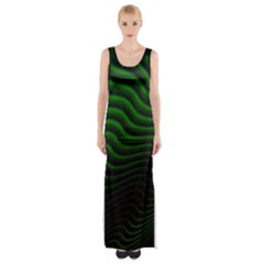 Black And Green Abstract Stripes Gradient Thigh Split Maxi Dress by SpinnyChairDesigns