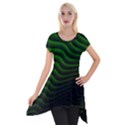 Black and Green Abstract Stripes Gradient Short Sleeve Side Drop Tunic View1